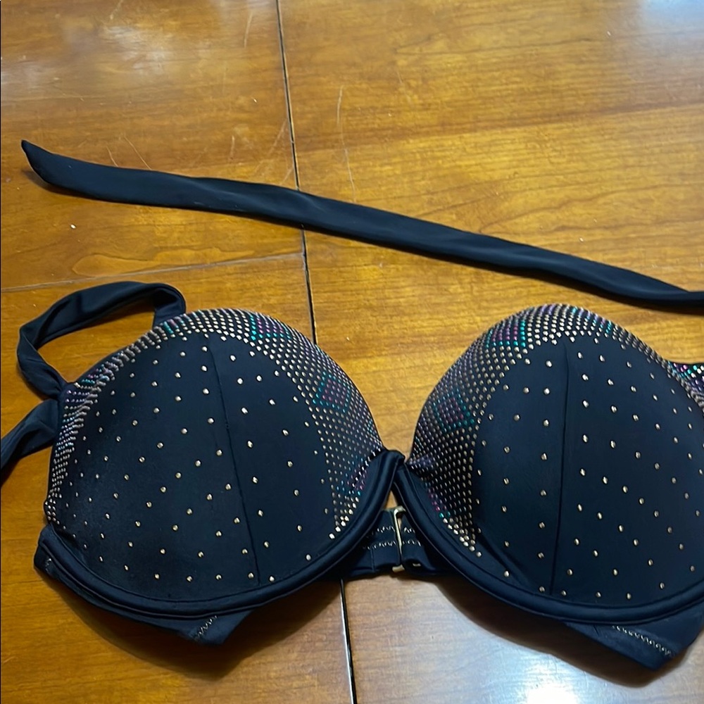 Elegant Black Studded Women's Bikini Top